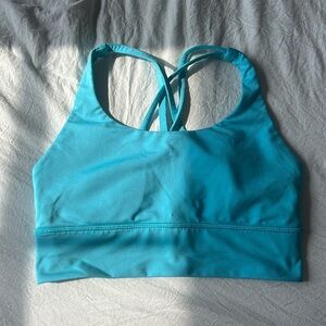 bright blue lululemon energy bra longline!!